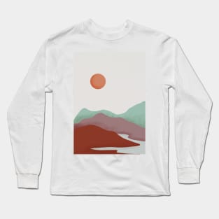Modern Eathy Tones Mountains Long Sleeve T-Shirt
